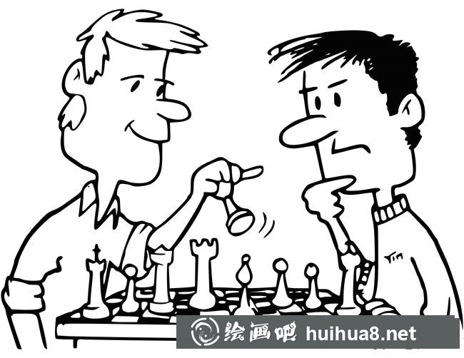 坐著下棋的人簡(jiǎn)筆畫圖片