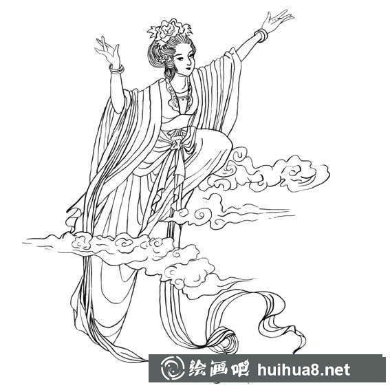 嫦娥奔月簡筆畫