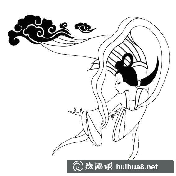 嫦娥奔月簡筆畫圖片大全