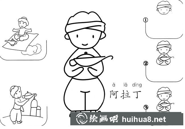 阿拉丁神燈簡筆畫