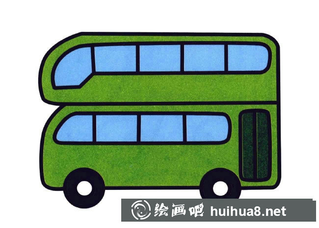 英國雙層巴士簡筆畫彩色圖片