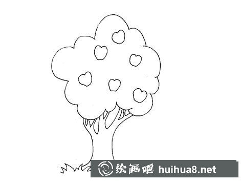 蘋果樹簡筆畫圖片