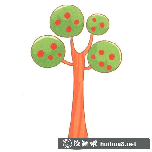 漂亮的蘋果樹簡筆畫圖片