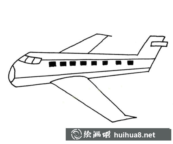 飛行的客機簡筆畫圖片