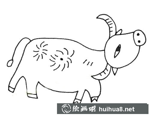 漂亮的水牛簡筆畫圖片