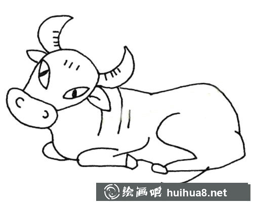 悠閑的水牛簡筆畫圖片
