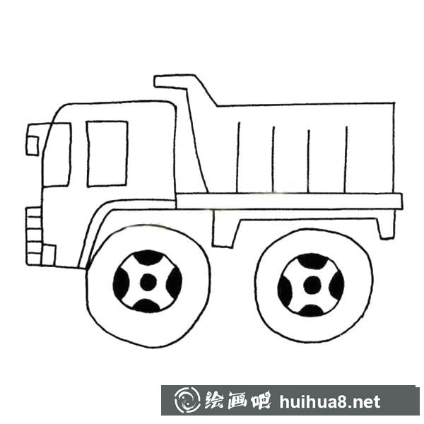 翻斗車簡筆畫圖片