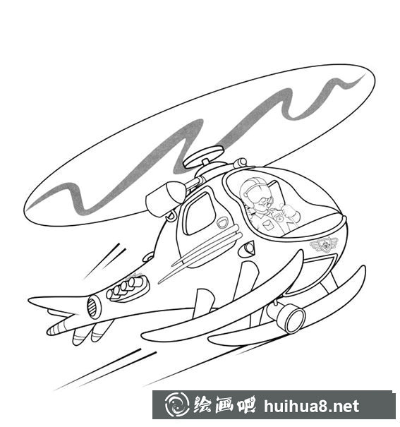 救援直升機簡筆畫圖片