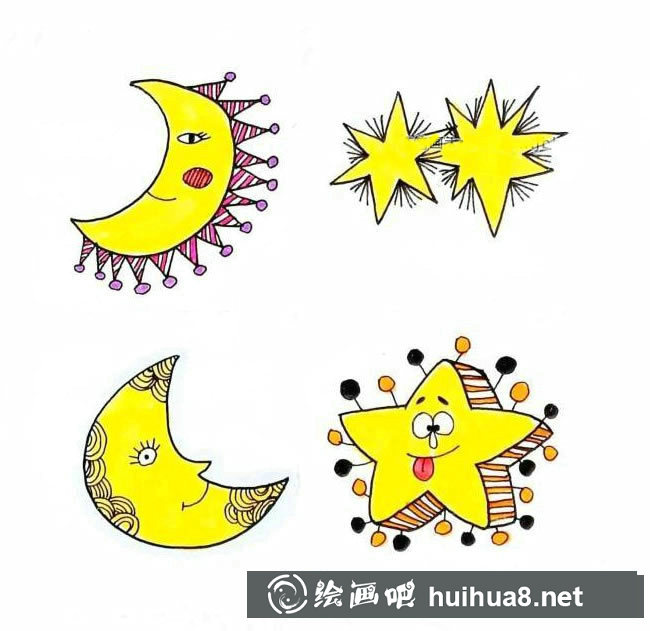 卡通星星和月亮的簡筆畫圖片