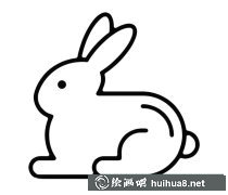 小白兔簡筆畫趴著可愛圖