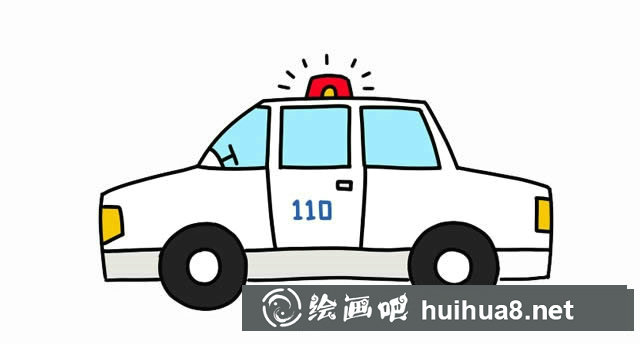 110警車簡筆畫的畫法步驟圖解