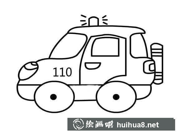 110警車簡筆畫圖片