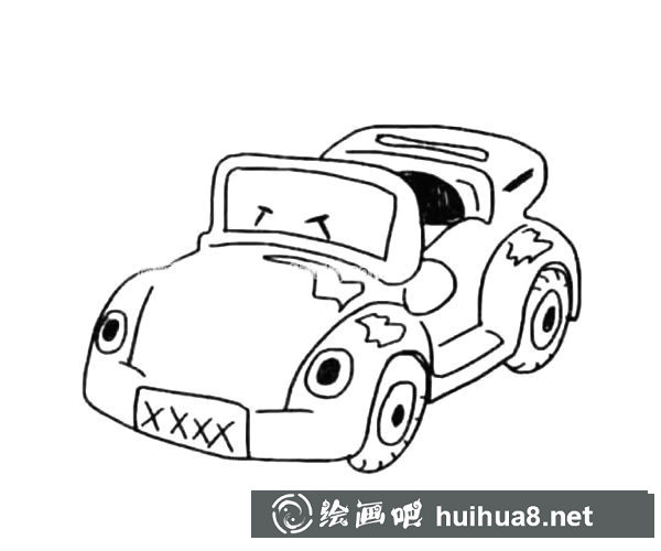 敞篷汽車簡筆畫