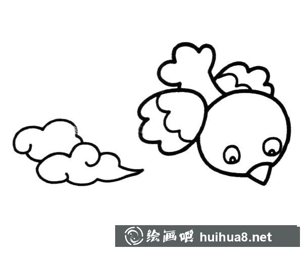 天空飛上的小鳥簡筆畫圖片