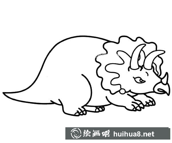 恐龍簡筆畫 簡單的三角龍簡筆畫圖片