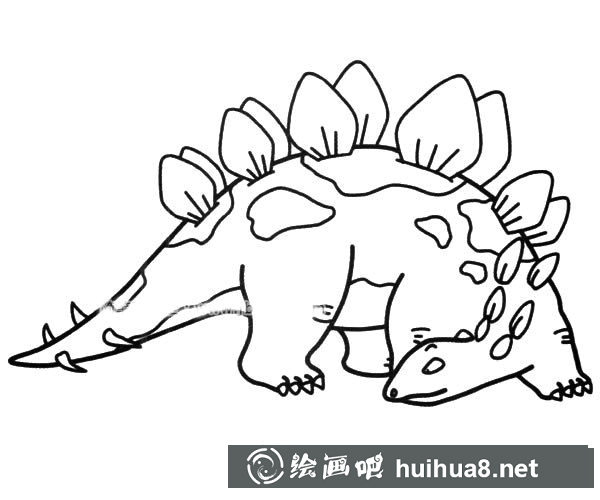 恐龍簡筆畫 簡單的劍龍簡筆畫圖片