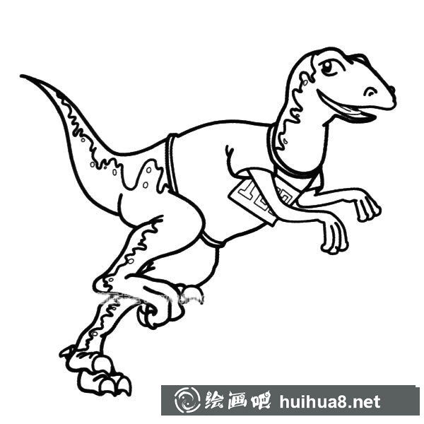 恐龍簡筆畫 賽跑的卡通始盜龍簡筆畫圖片