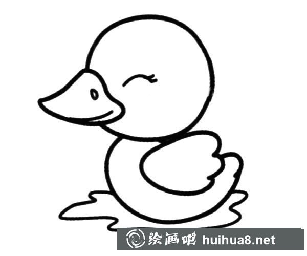 小鴨子游泳簡(jiǎn)筆畫(huà)圖片