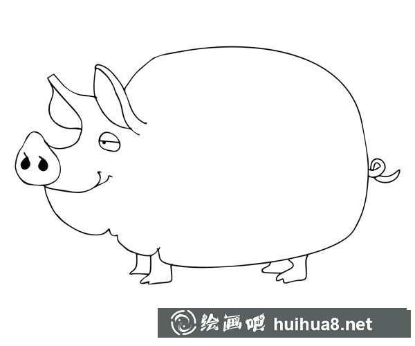 開心的母豬簡筆畫圖片