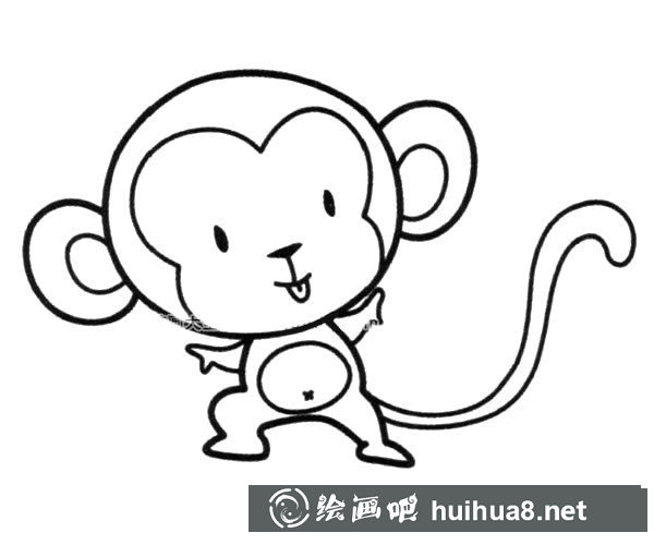 可愛的小猴子簡筆畫圖片