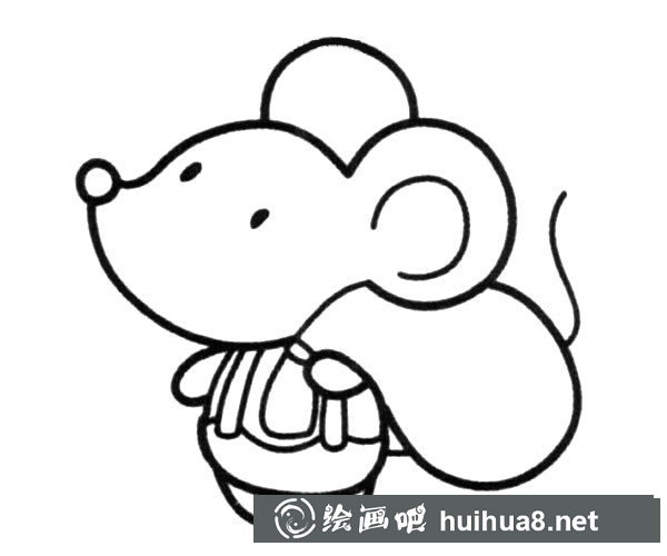 拿著包袱的小老鼠簡筆畫圖片