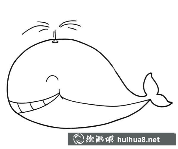 開(kāi)心的鯨魚(yú)簡(jiǎn)筆畫(huà)圖片