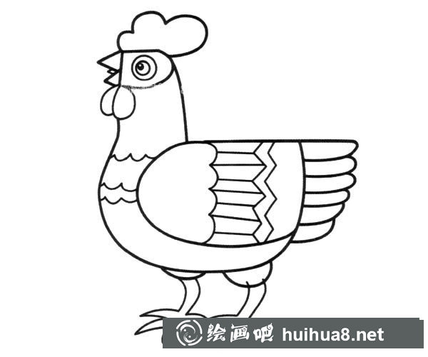 漂亮的花公雞簡(jiǎn)筆畫