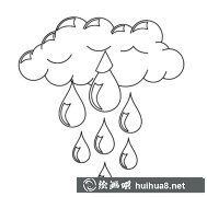 大雨云朵雨滴簡筆畫