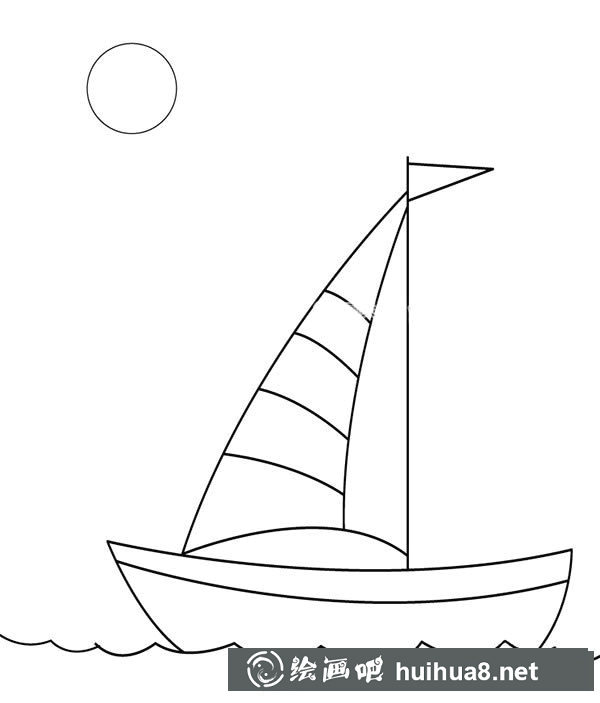 海上的帆船簡(jiǎn)筆畫圖片