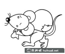 卡通老鼠偷竊簡(jiǎn)筆畫(huà)