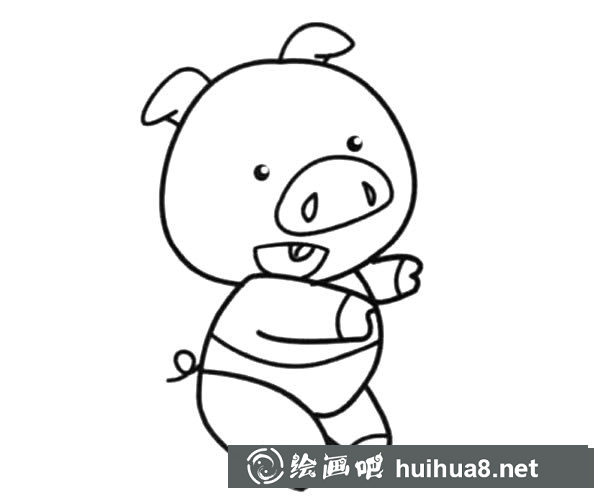 學(xué)走路的卡通小豬簡(jiǎn)筆畫