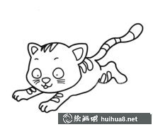 可愛奔跑小貓簡筆畫