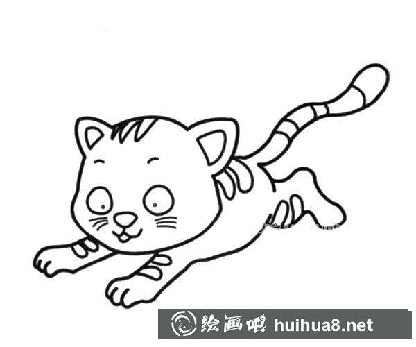 奔跑的小貓簡筆畫圖片