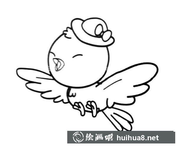 開心的卡通小鳥簡(jiǎn)筆畫