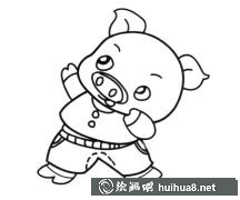 卡通小豬做操簡筆畫