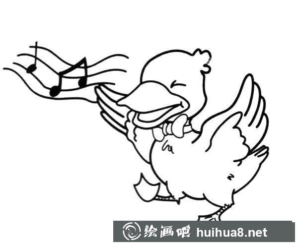 愛唱歌的鴨子先生簡筆畫圖片_卡通鴨子的簡單畫法