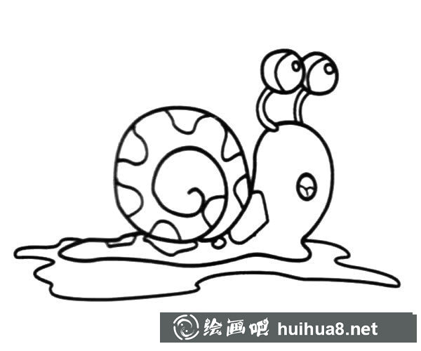 水里的蝸牛簡筆畫圖片_蝸牛的簡單畫法