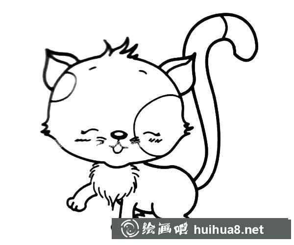 開心漂亮的小貓簡筆畫圖片_小貓咪的簡單畫法