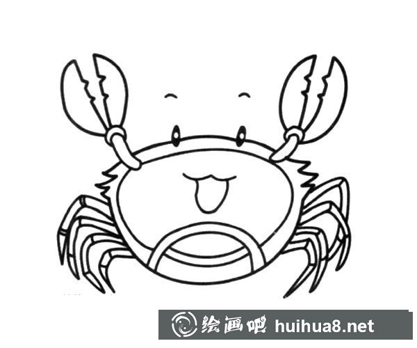 開心的卡通螃蟹簡筆畫圖片