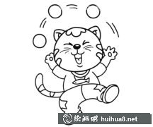 小貓雜耍簡筆畫賞心悅目