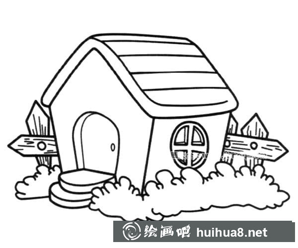 森林里漂亮的小屋簡筆畫圖片