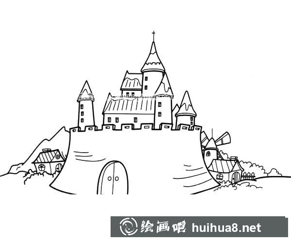 宏偉的城堡簡(jiǎn)筆畫圖片_城堡的簡(jiǎn)單畫法