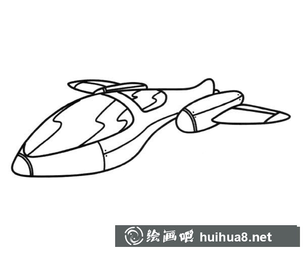 科幻航天飛機簡筆畫圖片