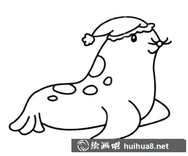 帶著睡帽的海豹簡(jiǎn)筆畫圖片_卡通海豹的簡(jiǎn)單畫法