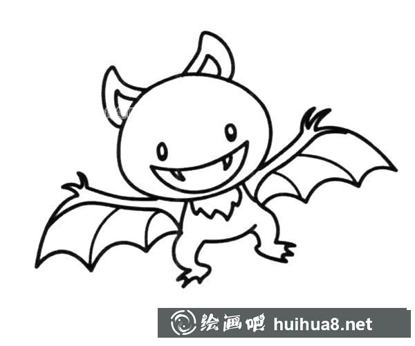 吸血蝙蝠簡筆畫圖片_卡通蝙蝠怎么畫