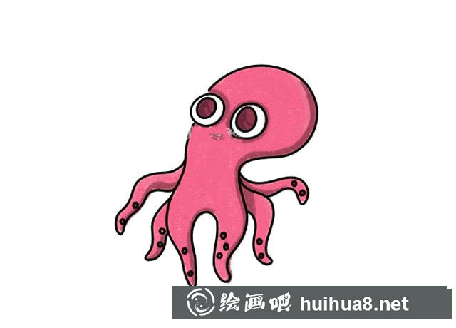 可愛的章魚簡筆畫彩色圖片