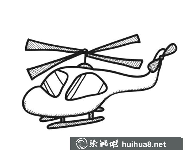 線描直升機(jī)簡筆畫圖片