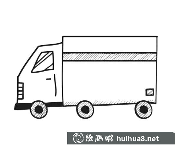 簡(jiǎn)單易畫(huà)的大貨車簡(jiǎn)筆畫(huà)圖片
