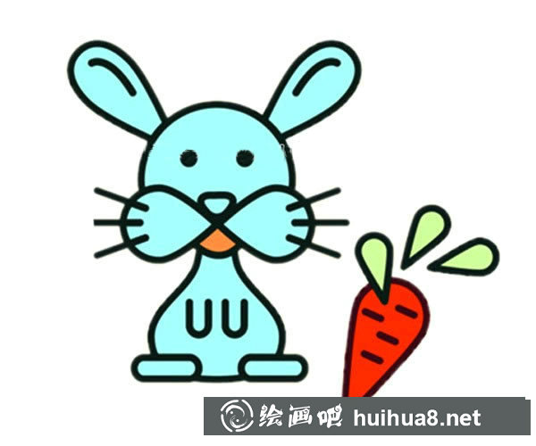 卡通兔子簡筆畫彩色圖片