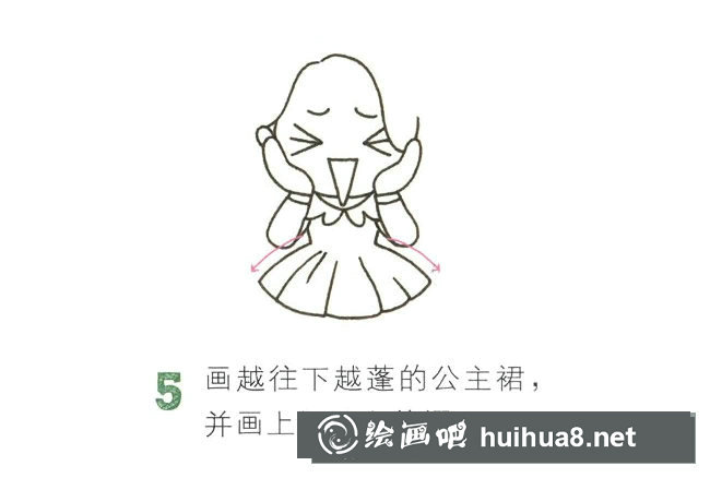害羞的小女孩簡筆畫圖片